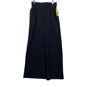 NWT All In Motion Pants Womens Medium Black High Rise Wide Leg Track Pockets